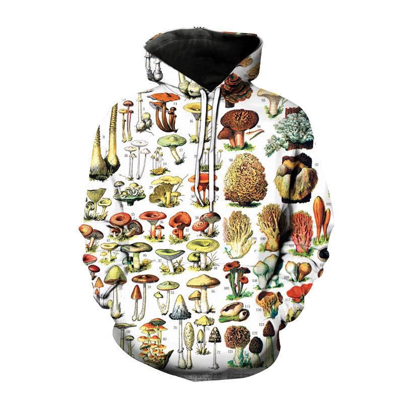 Men Mushroom Head Printed Loose Hooded Sweatshirt - melvincucci
