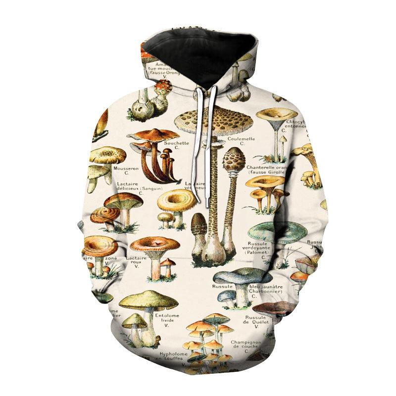 Men Mushroom Head Printed Loose Hooded Sweatshirt - melvincucci