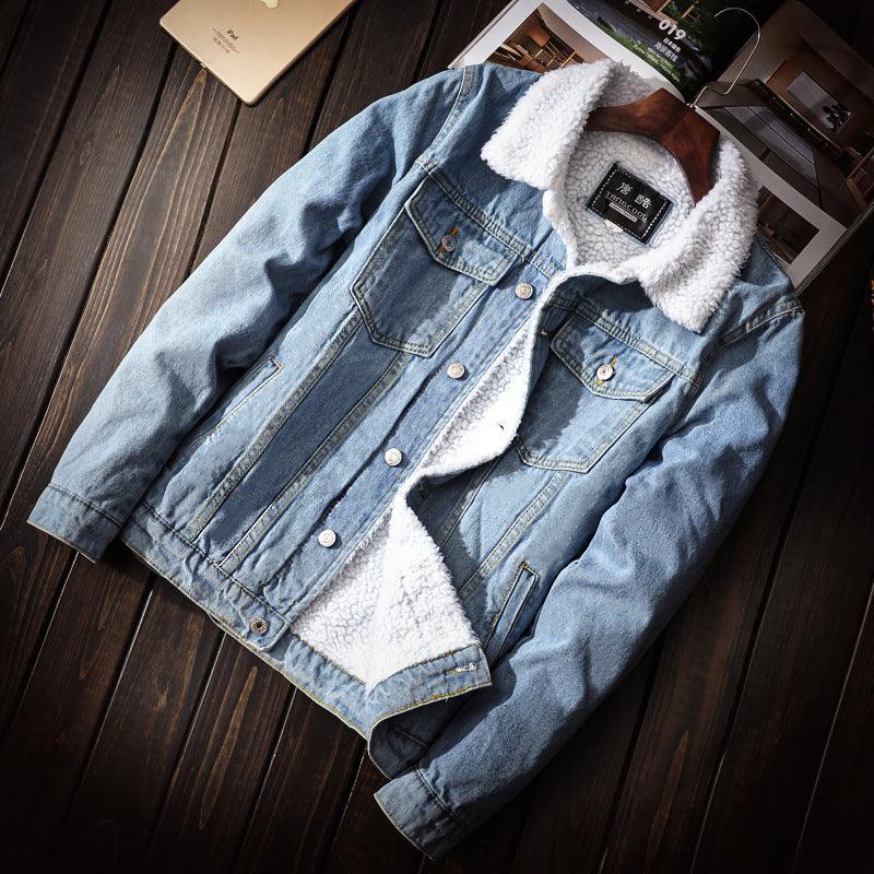 Men Plus Velvet Thick Casual Denim Jacket - melvincucci