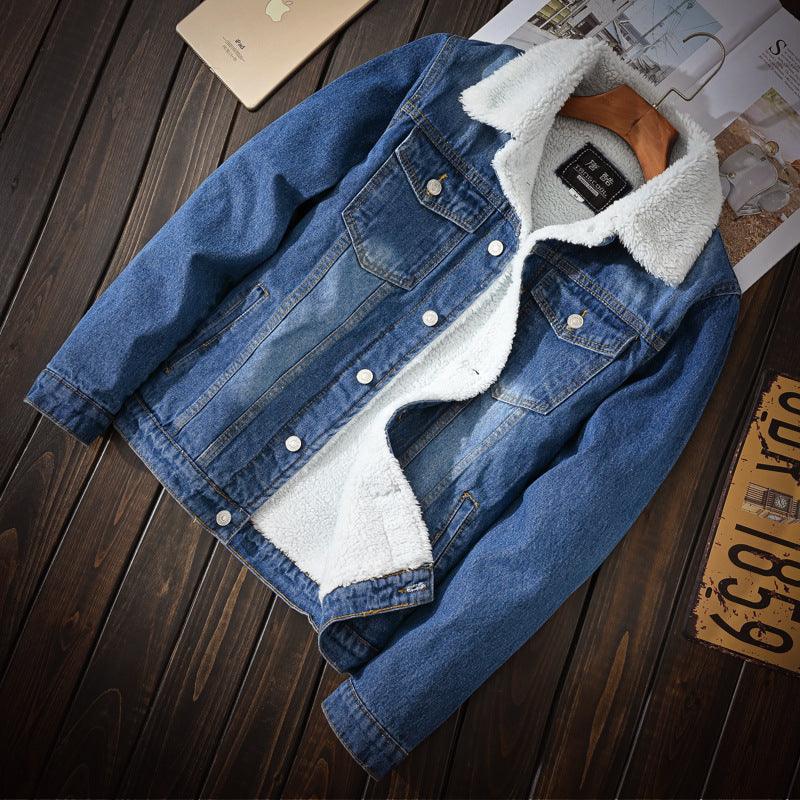 Men Plus Velvet Thick Casual Denim Jacket - melvincucci