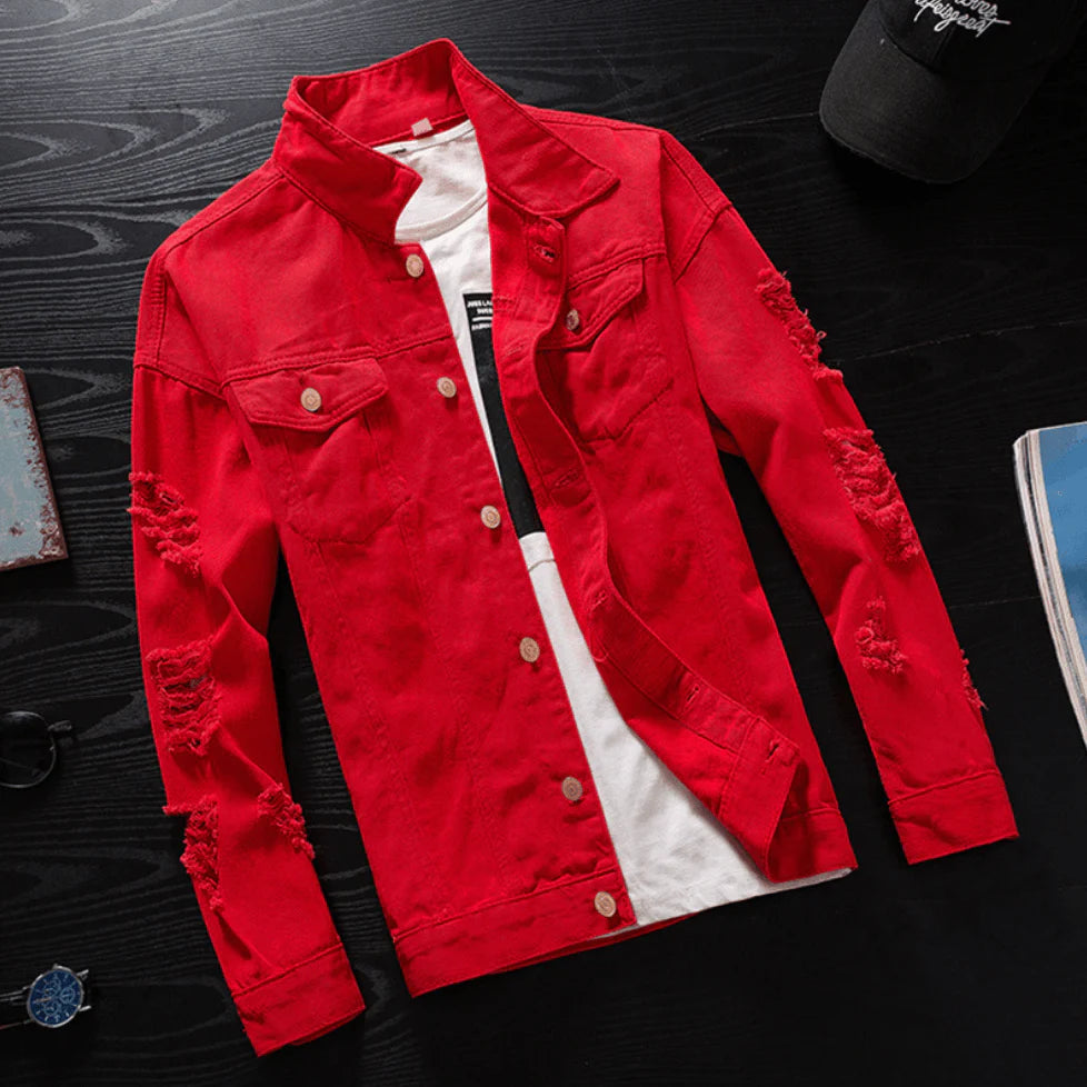 Men Ripped Jeans Jacket - melvincucci