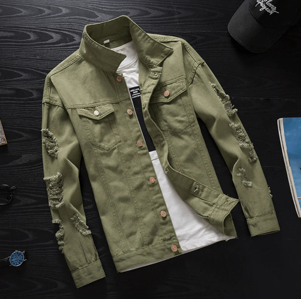 Men Ripped Jeans Jacket - melvincucci