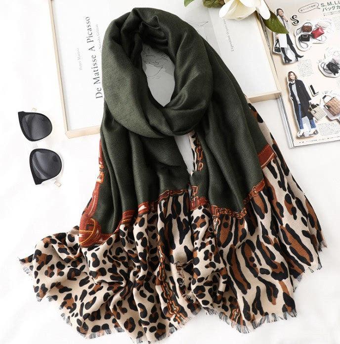 Men's And Women's Cotton Scarf Casual Leopard Print Long Gauze Scarf - melvincucci