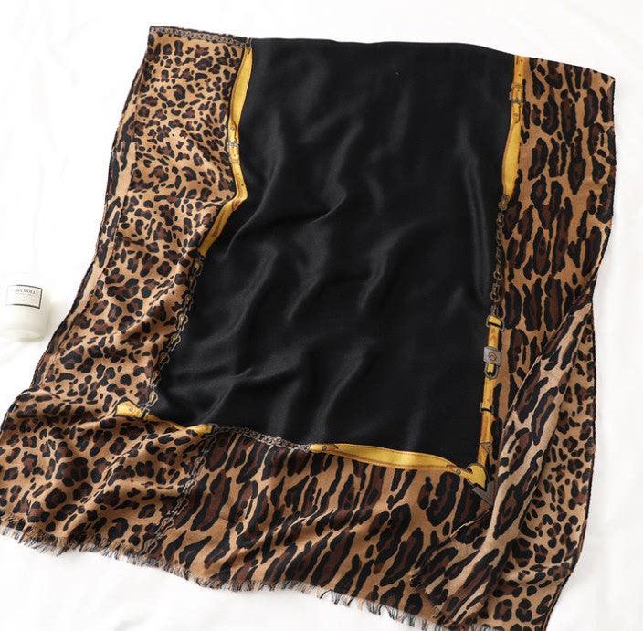 Men's And Women's Cotton Scarf Casual Leopard Print Long Gauze Scarf - melvincucci