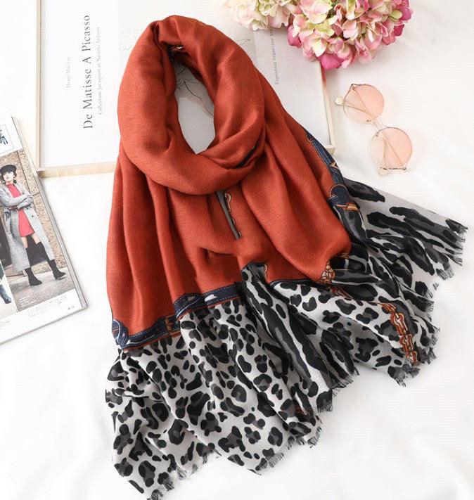 Men's And Women's Cotton Scarf Casual Leopard Print Long Gauze Scarf - melvincucci