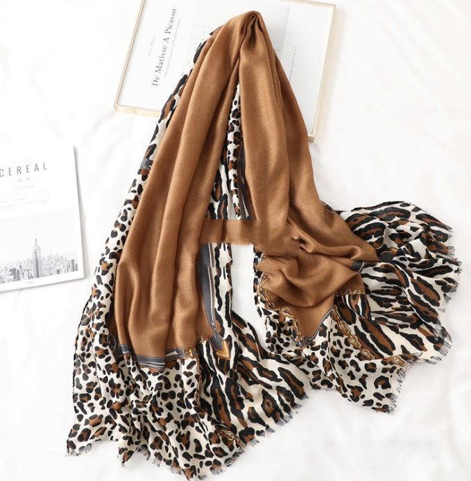 Men's And Women's Cotton Scarf Casual Leopard Print Long Gauze Scarf - melvincucci