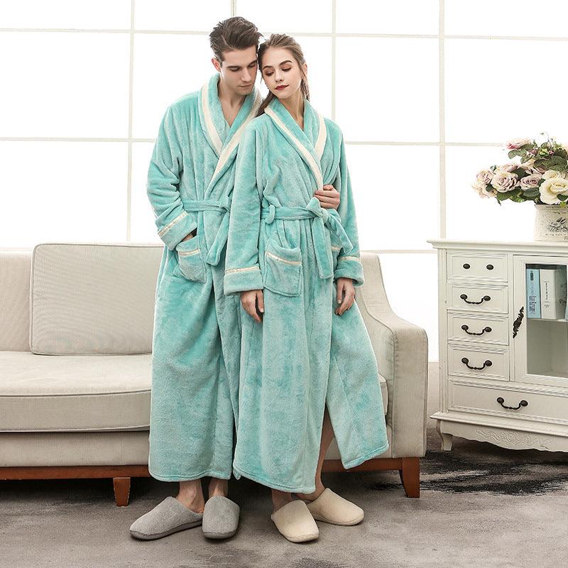 Men's And Women's Mosaic Inlaid Flannel Bathrobes - melvincucci