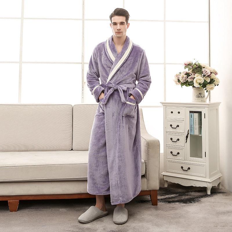 Men's And Women's Mosaic Inlaid Flannel Bathrobes - melvincucci