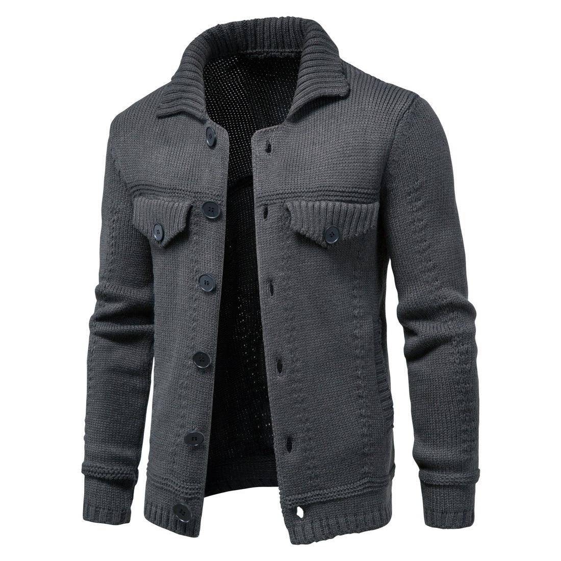 Men's Casual Knitwear Lapel Tooling Cardigan Sweater - melvincucci