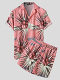 Men's Casual Loose Beachwear Three-color Printed Short-sleeved Suit - melvincucci