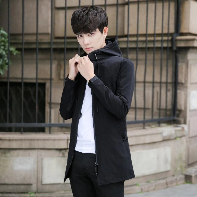 Men's coats in spring and autumn, autumn 2021 Korean men's slim sportswear thin jacket in the long jacket - melvincucci