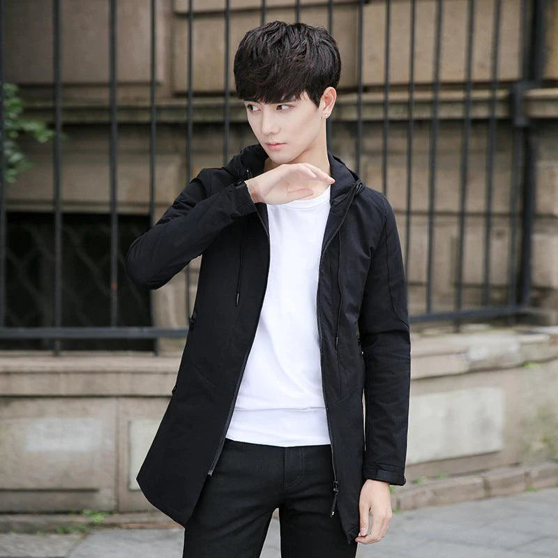 Men's coats in spring and autumn, autumn 2021 Korean men's slim sportswear thin jacket in the long jacket - melvincucci