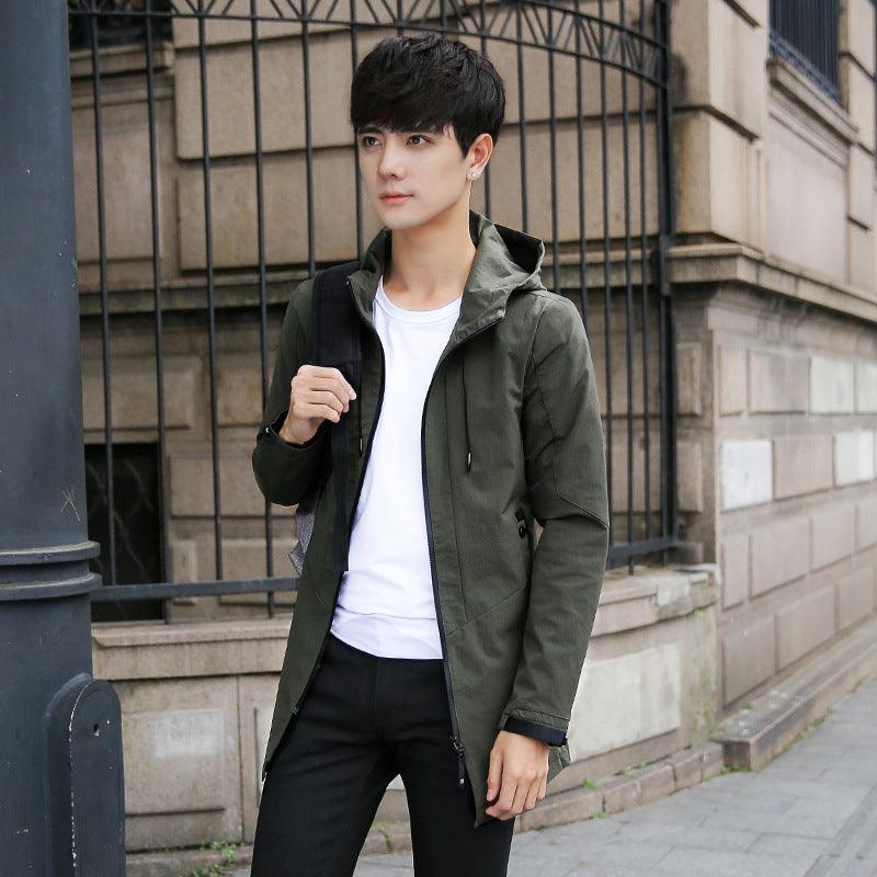 Men's coats in spring and autumn, autumn 2021 Korean men's slim sportswear thin jacket in the long jacket - melvincucci