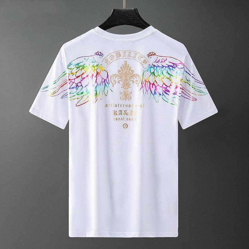 Men S Hot Stamping Process Men S Fashion Brand Off Shoulder Short Sleeved T Shirt Men - melvincucci