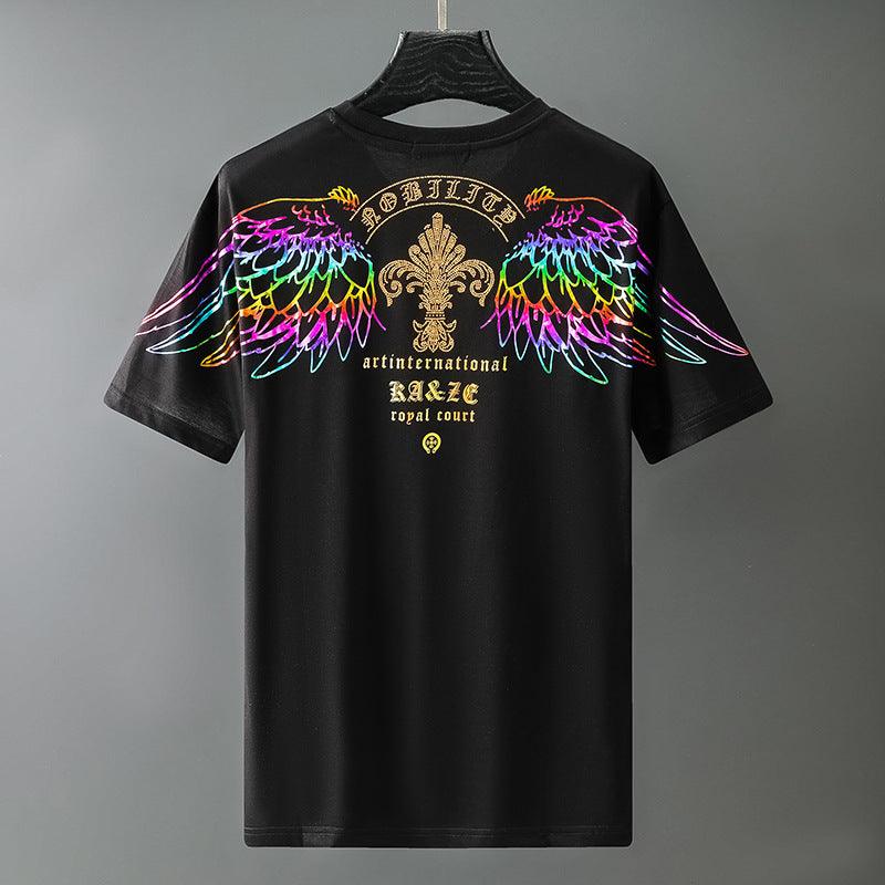 Men S Hot Stamping Process Men S Fashion Brand Off Shoulder Short Sleeved T Shirt Men - melvincucci
