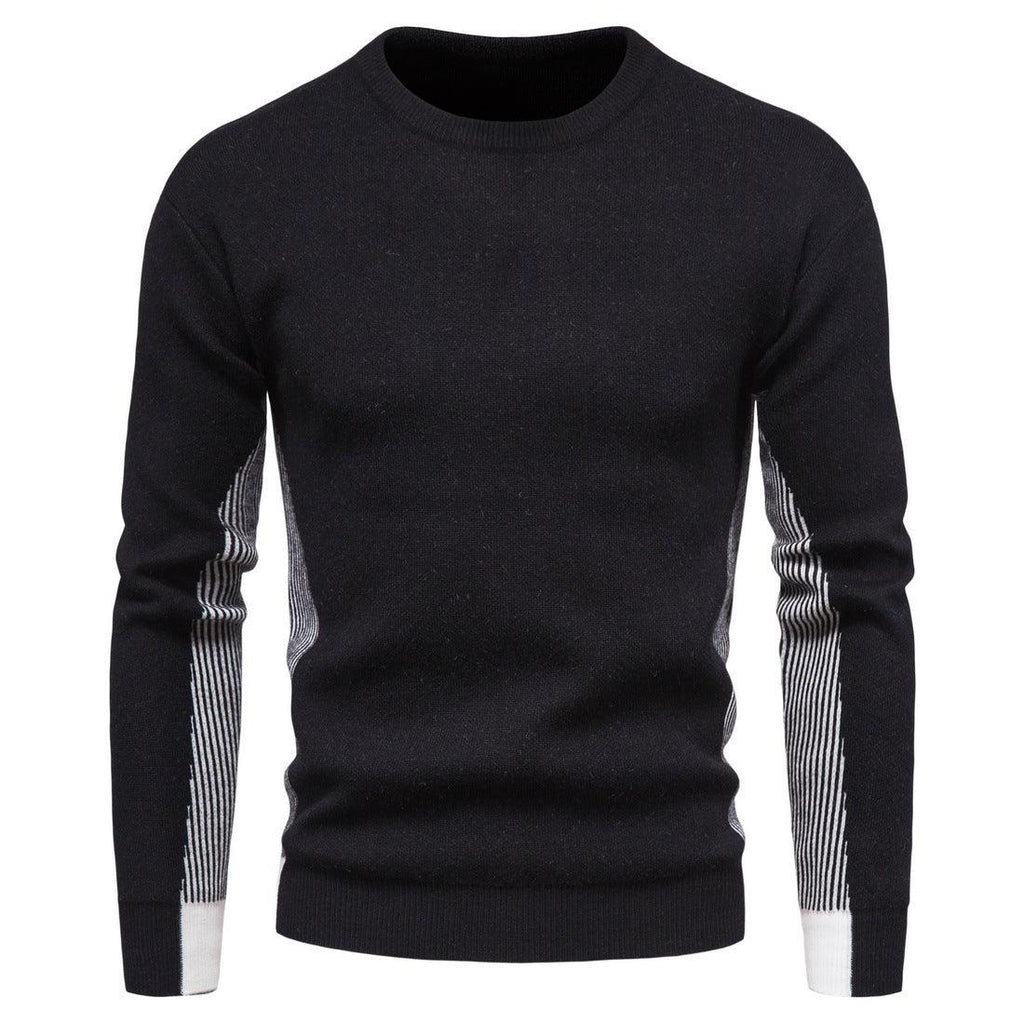 Men's Knitwear Crew Neck Contrasting Color Sweater Base - melvincucci