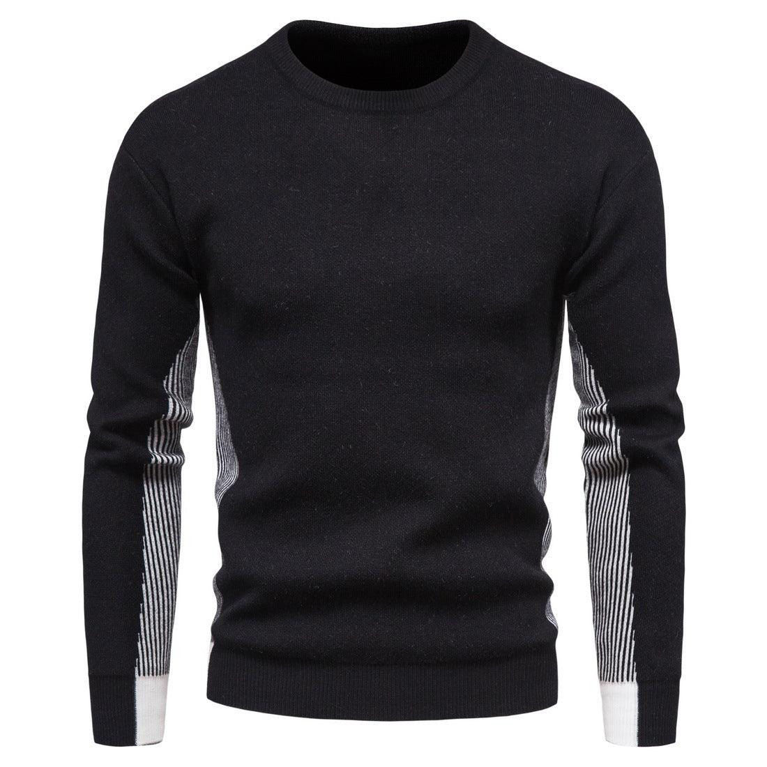 Men's Knitwear Crew Neck Contrasting Color Sweater Base - melvincucci