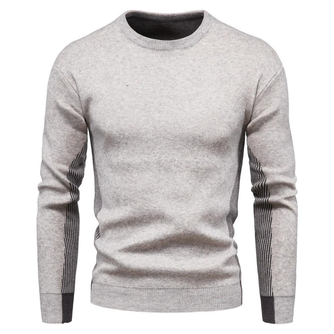 Men's Knitwear Crew Neck Contrasting Color Sweater Base - melvincucci