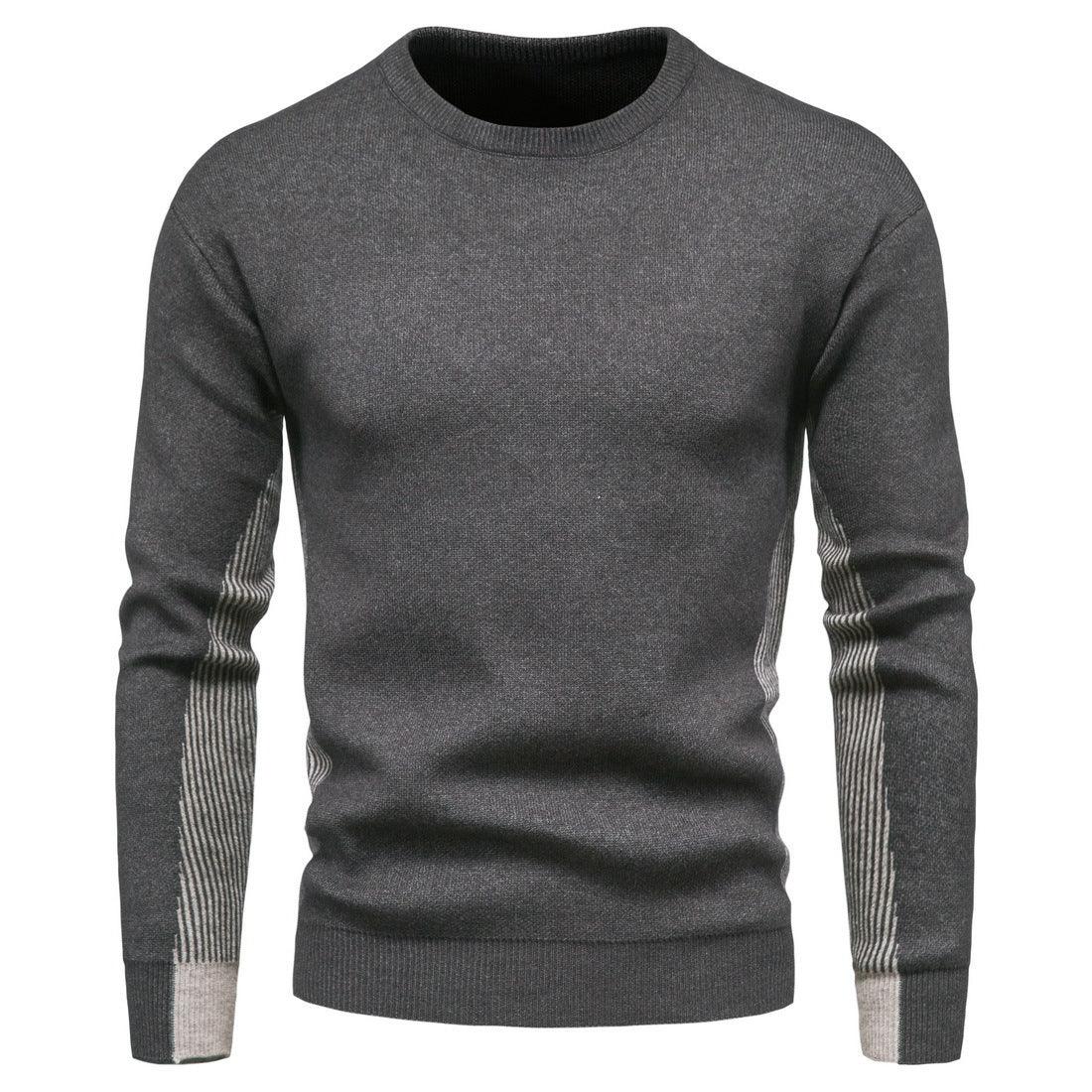 Men's Knitwear Crew Neck Contrasting Color Sweater Base - melvincucci