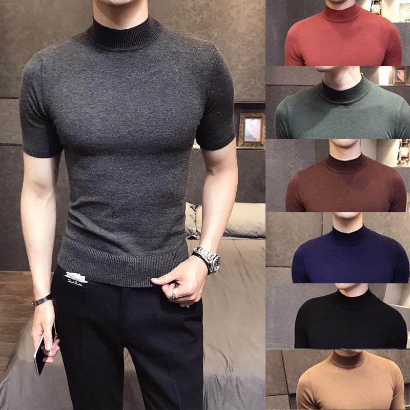 Men's Knitwear Half High Neck Youth Half Sleeve T-shirt - melvincucci