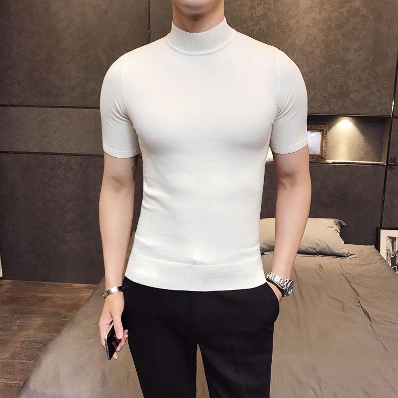 Men's Knitwear Half High Neck Youth Half Sleeve T-shirt - melvincucci