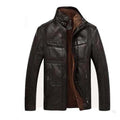 Men's Leather Jackets For Winter Jacket Men And Coats Leather Male Coat For Brand Men's Oblique Zipper Winter Down Biker Jacket - melvincucci