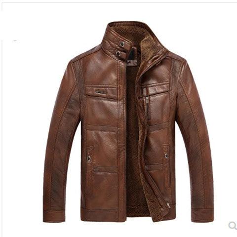 Men's Leather Jackets For Winter Jacket Men And Coats Leather Male Coat For Brand Men's Oblique Zipper Winter Down Biker Jacket - melvincucci