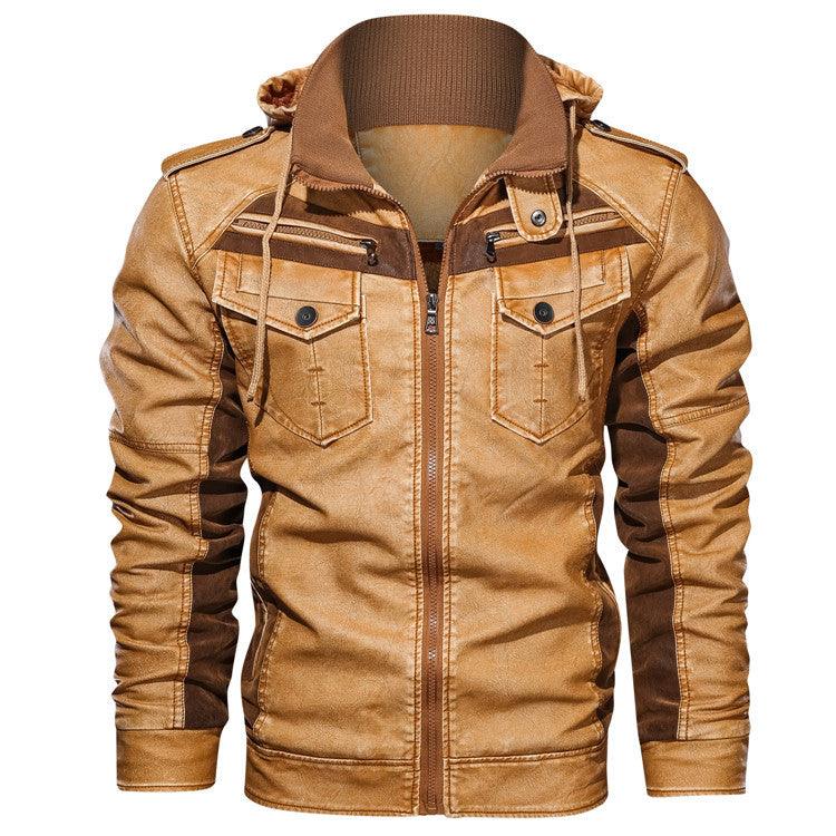 Men's leather short locomotive leather - melvincucci