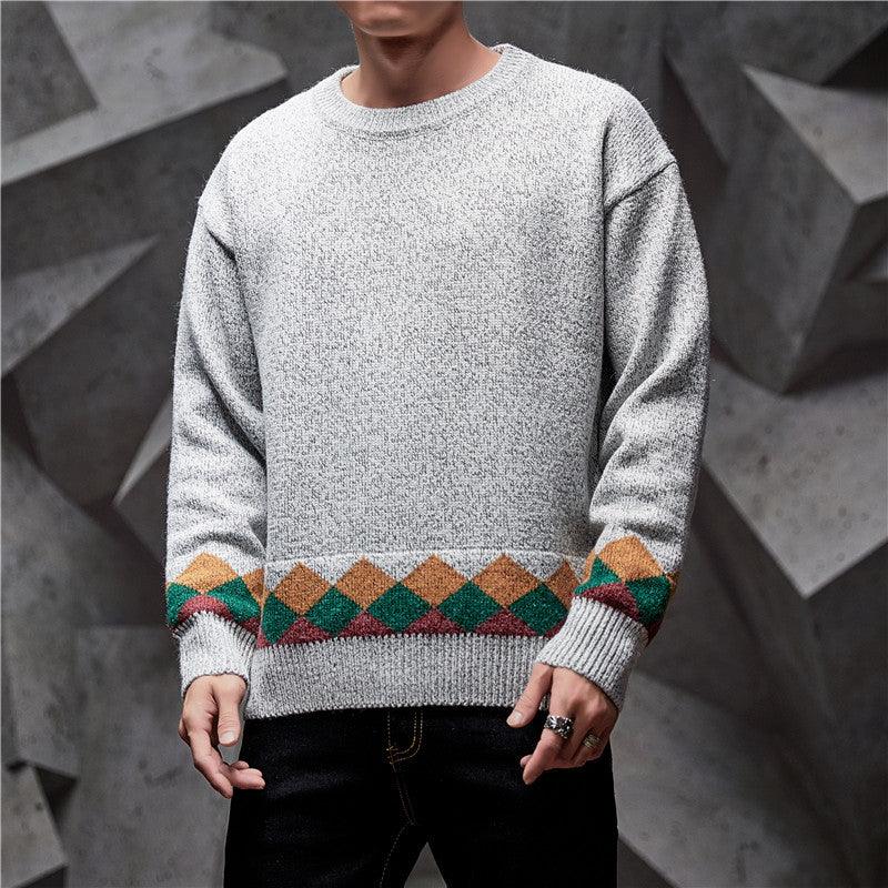 Men's Long-Sleeved Round Neck Youth Knitwear Bottoming Sweater - melvincucci