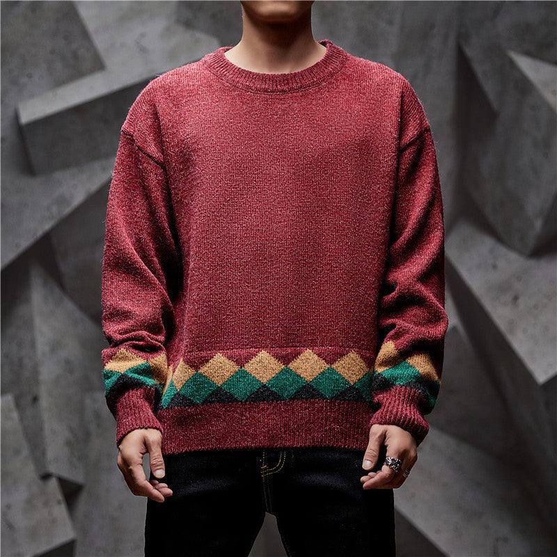 Men's Long-Sleeved Round Neck Youth Knitwear Bottoming Sweater - melvincucci