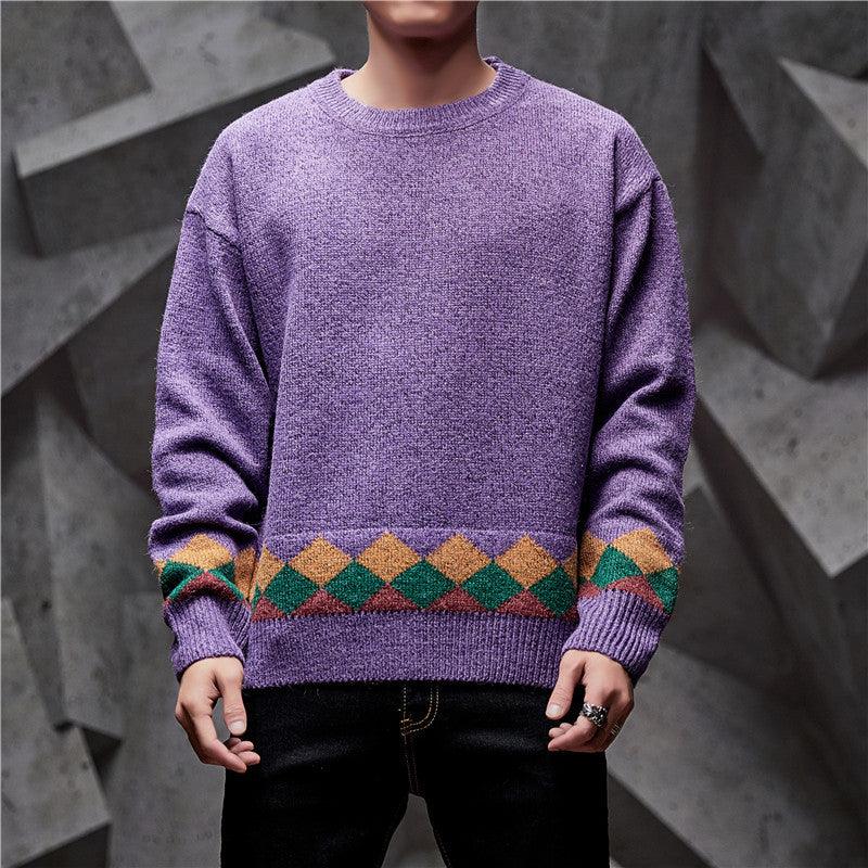 Men's Long-Sleeved Round Neck Youth Knitwear Bottoming Sweater - melvincucci