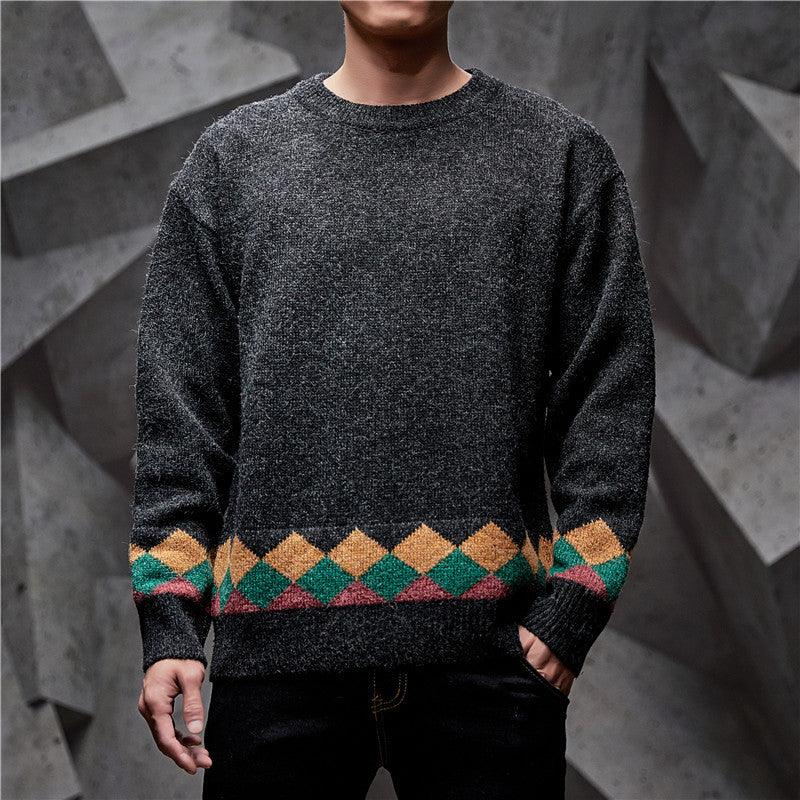 Men's Long-Sleeved Round Neck Youth Knitwear Bottoming Sweater - melvincucci