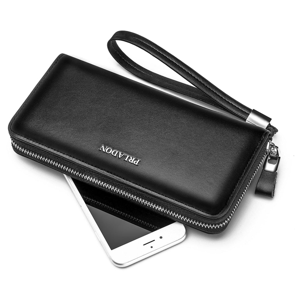 Men's long zipper leather handbag men wallet - melvincucci