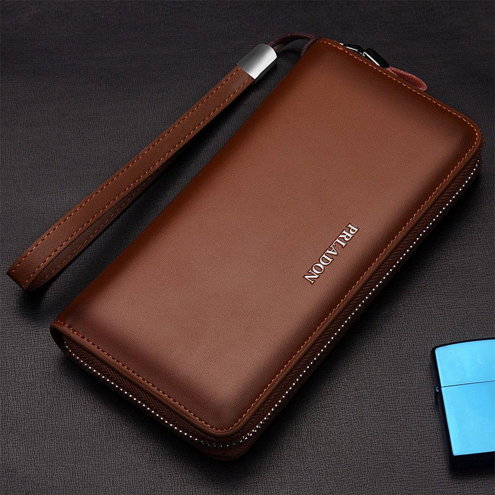 Men's long zipper leather handbag men wallet - melvincucci