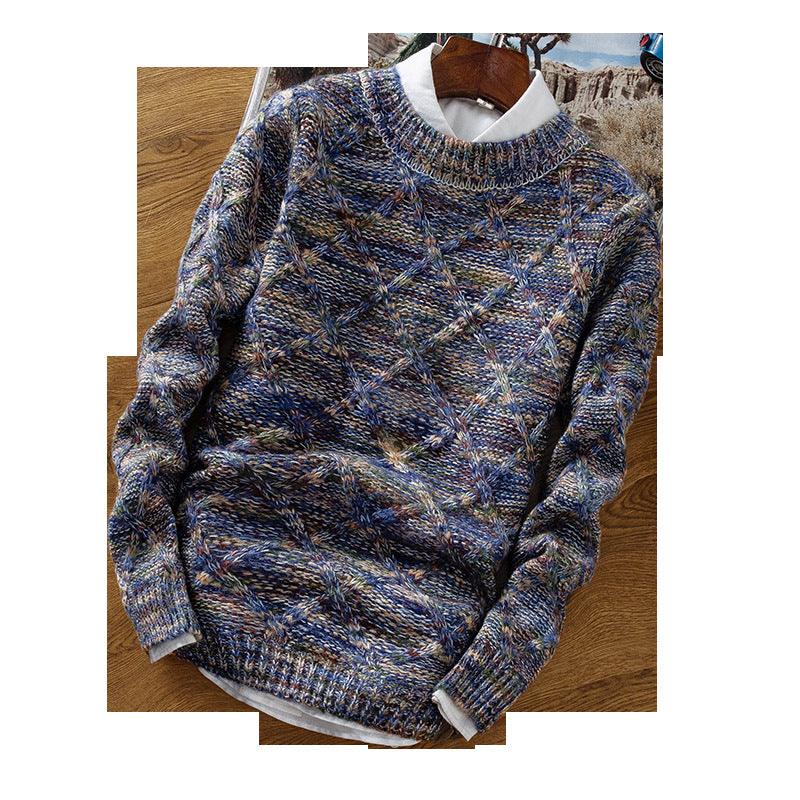 Men's Men's Knitwear Thicken Turtleneck Round Neck Sweater Men's Teen Korean Bottom Sweaters - melvincucci