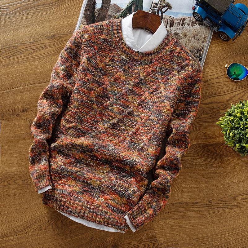 Men's Men's Knitwear Thicken Turtleneck Round Neck Sweater Men's Teen Korean Bottom Sweaters - melvincucci