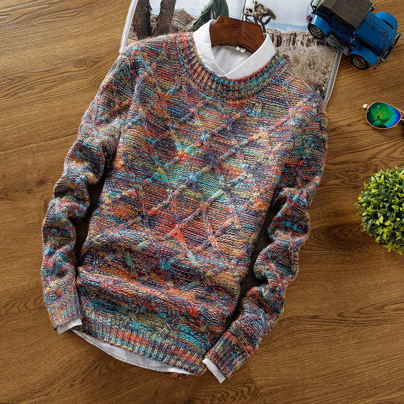 Men's Men's Knitwear Thicken Turtleneck Round Neck Sweater Men's Teen Korean Bottom Sweaters - melvincucci