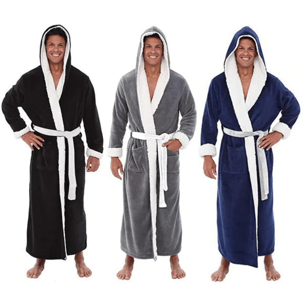 Men's Plus Size Extra Long Bathrobe Long Sleeve Nightgown - melvincucci