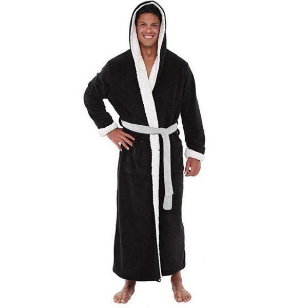 Men's Plus Size Extra Long Bathrobe Long Sleeve Nightgown - melvincucci