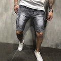 Men's Pocket Denim Shorts Zipper Slim Stretch Five Point Pants Men - melvincucci