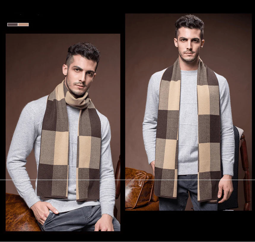 Men's scarf wool plaid scarf scarf winter scarf processing wholesale gift ladies knitting stitching - melvincucci