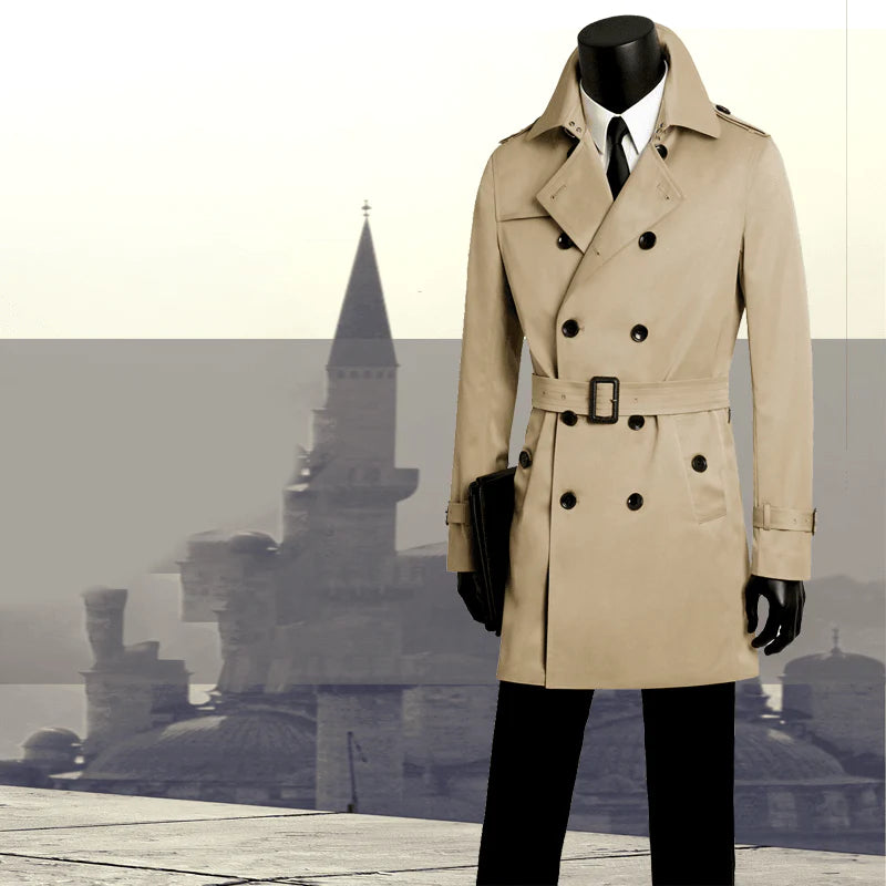 Men's slim long trench coat - melvincucci