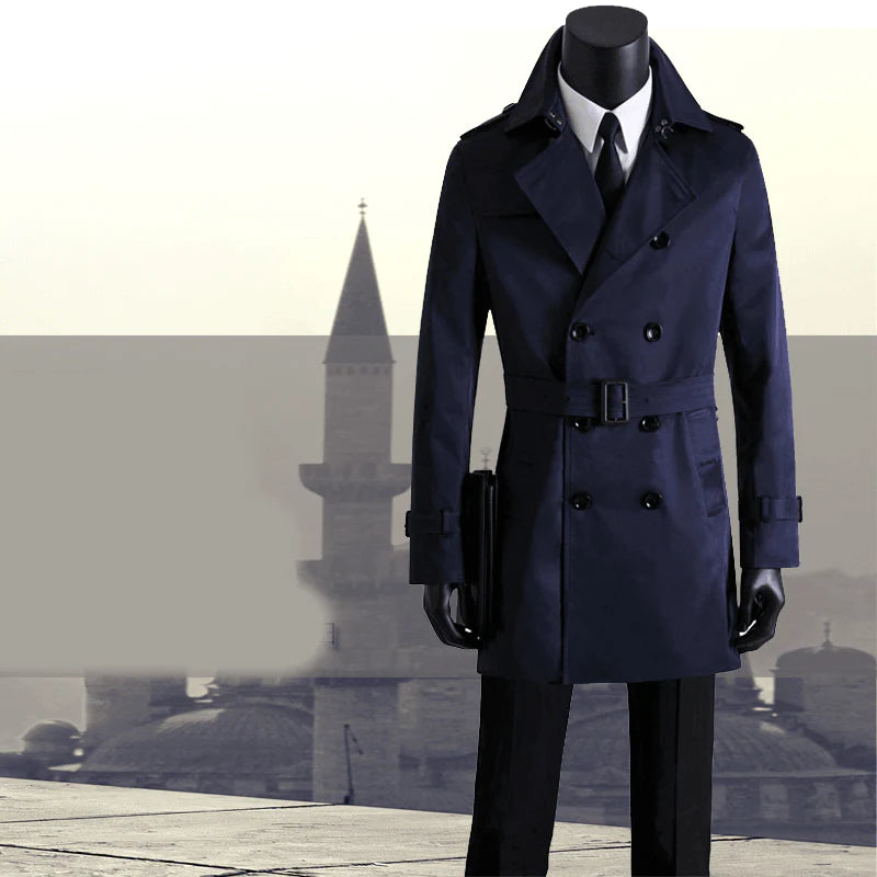 Men's slim long trench coat - melvincucci