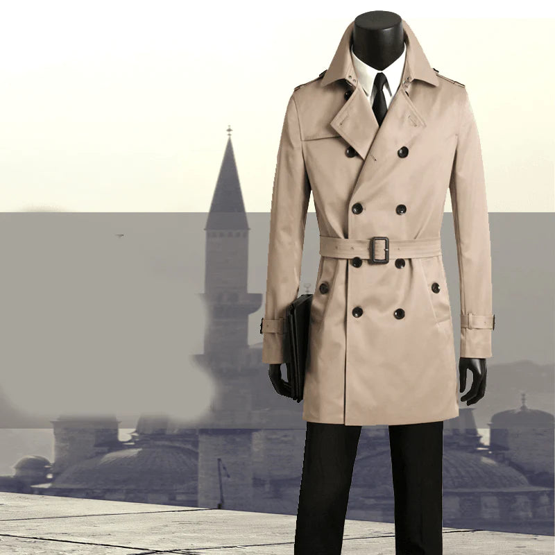 Men's slim long trench coat - melvincucci