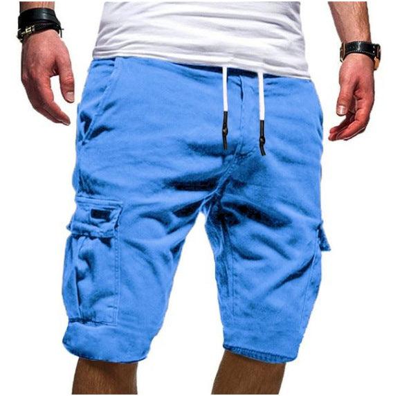 Men's Solid Color Sports Shorts Loose Tether Sports Casual Five-Point Pants Men - melvincucci