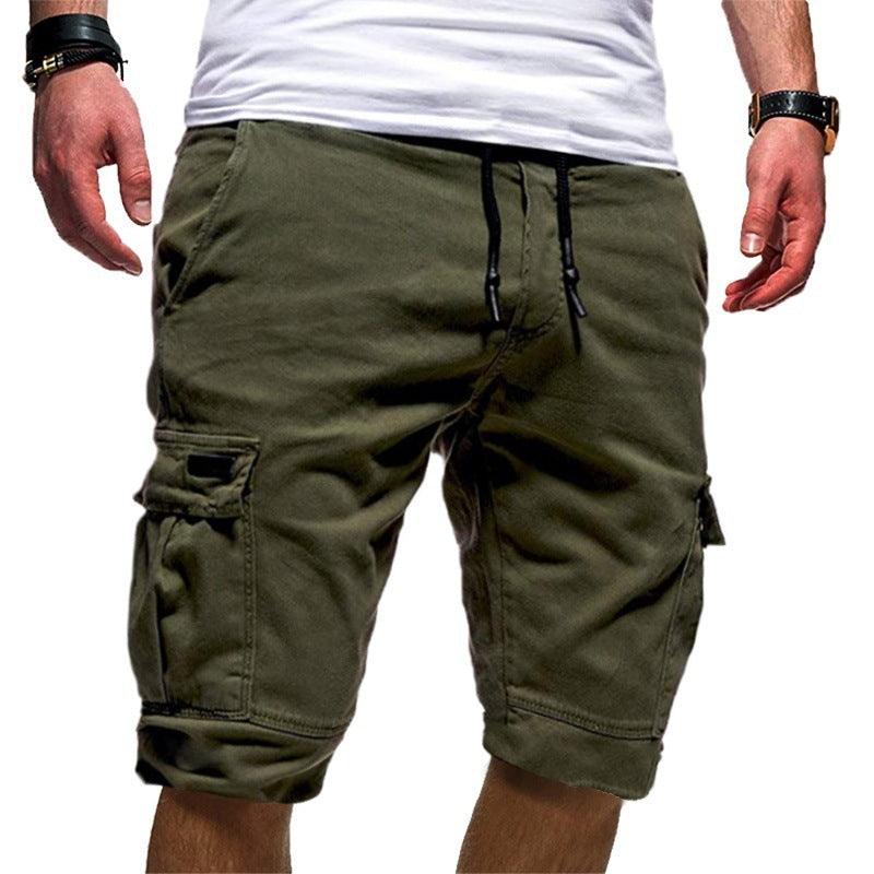 Men's Solid Color Sports Shorts Loose Tether Sports Casual Five-Point Pants Men - melvincucci