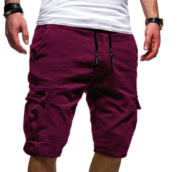 Men's Solid Color Sports Shorts Loose Tether Sports Casual Five-Point Pants Men - melvincucci