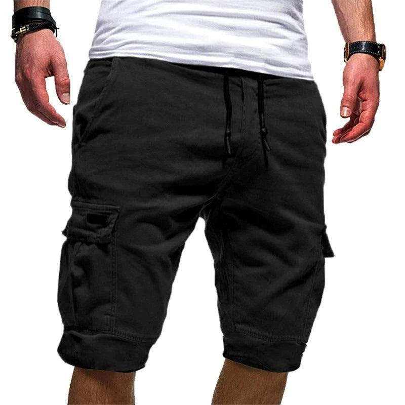 Men's Solid Color Sports Shorts Loose Tether Sports Casual Five-Point Pants Men - melvincucci