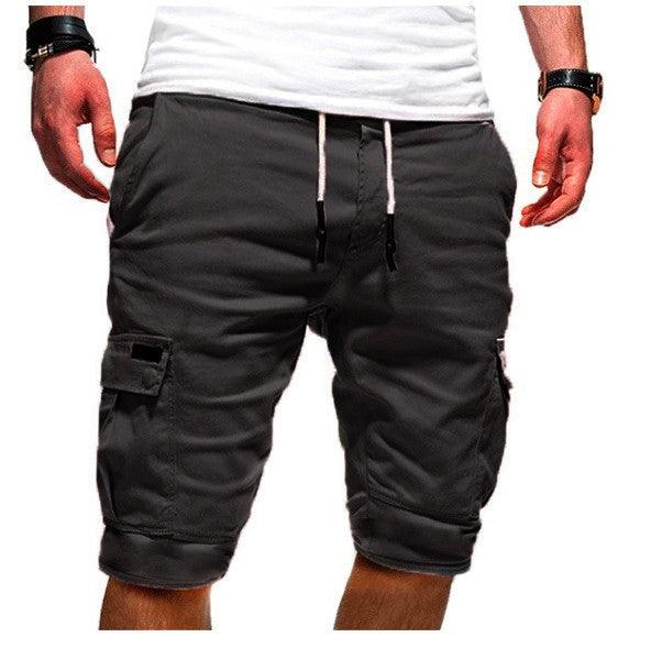 Men's Solid Color Sports Shorts Loose Tether Sports Casual Five-Point Pants Men - melvincucci