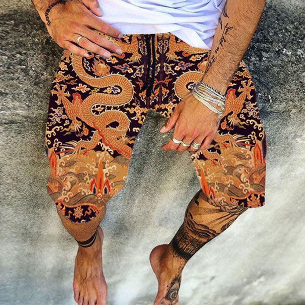 Men'S Spring And Summer New Shorts Skull Print Straight Beach Pants Men - melvincucci